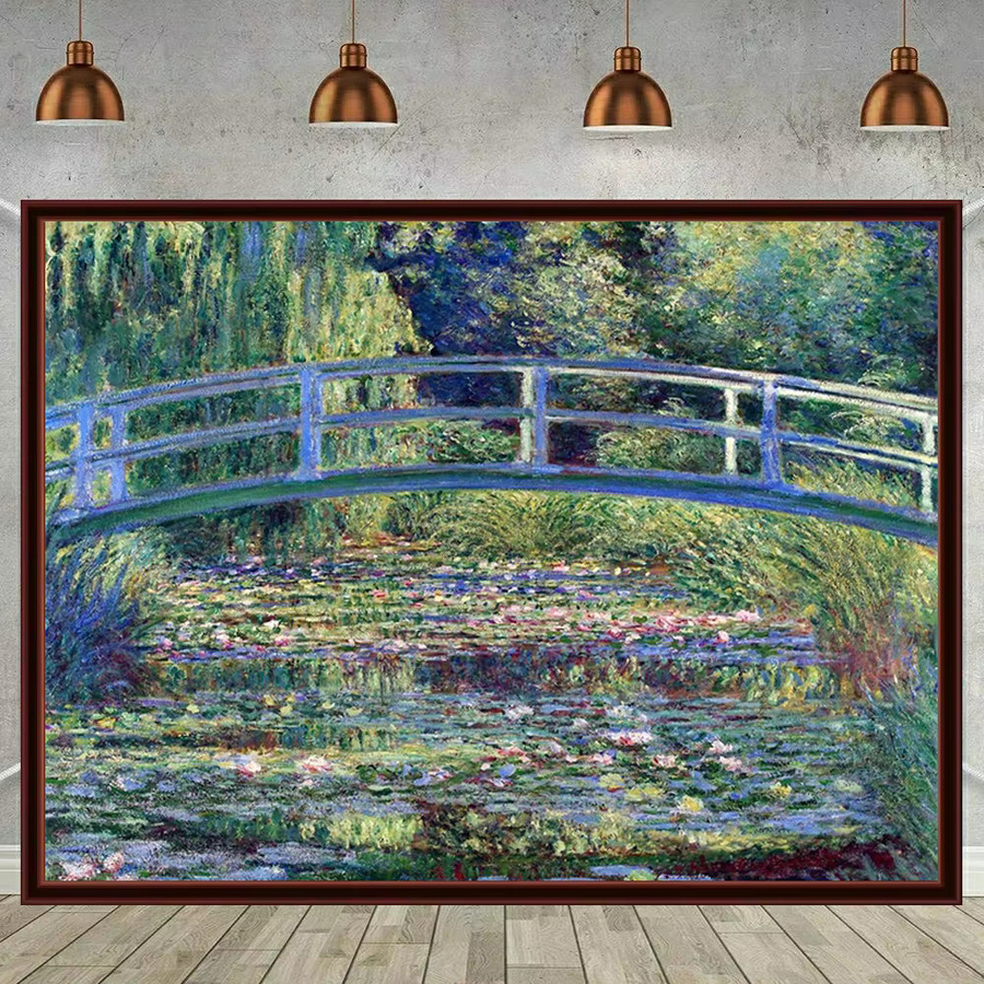 Potdemiel Diamantgemälde Claude Monet Landschaft mit Blumen in Mehrfarbig, Wandbild für Schlafzimmer und Büro, B/H: 30,0 x 20,0 cm - Bild 2
