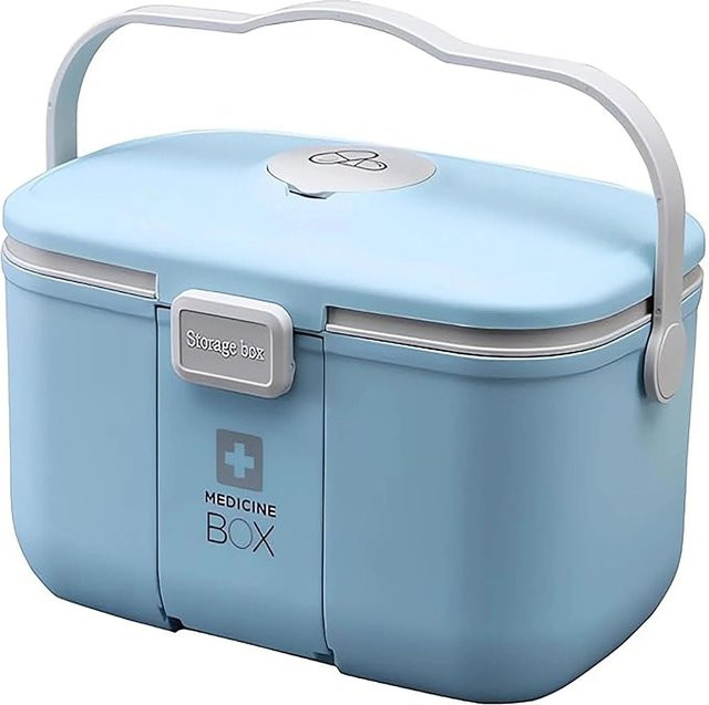 Relaxdays Medizinbox aus Kunststoff in Blau mit Einsatz, B/T/H: 28 x 17 x 18 cm - Bild 1