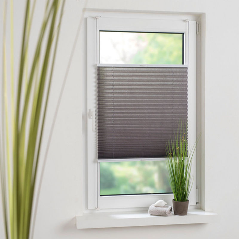 LIEDECO Klemmfix Plissee aus Polyester, grau, semi-transparent, B: 150 cm x H: 75 cm - Bild 4