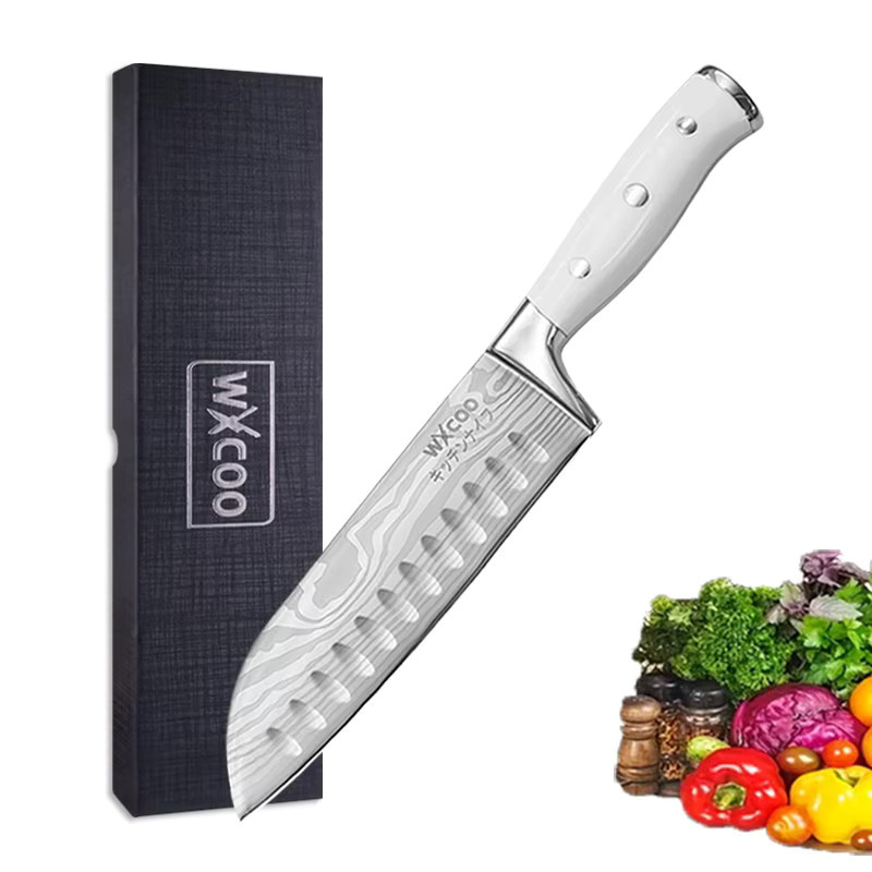 WXCOO Santoku-Messer mit Damaszener-Muster in Silber inklusive Geschenkbox - Bild 5