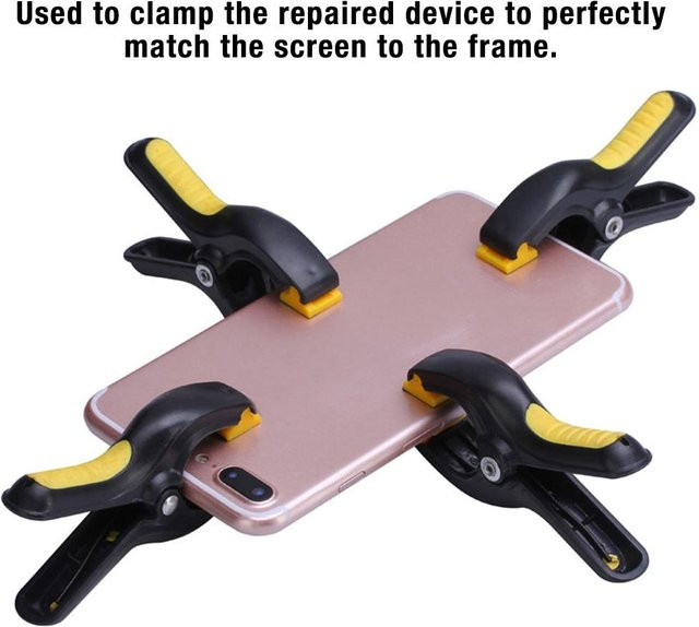 Igeteck 4er Set Universal Kunststoff Clip Fixierung für Mobile Phone und iPad LCD Bildschirm Reparatur Werkzeug in Grau und Gelb - Bild 1