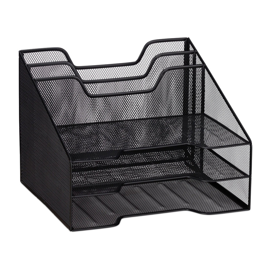 Relaxdays Dokumentenablage aus Stahl mit 5 Fächern für A4, Schwarz, B: 24 cm, T: 32 cm, H: 29 cm - Bild 2