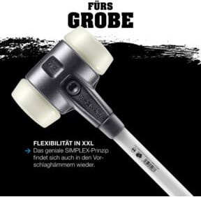 Halder Simplex Vorschlaghammer mit Gummi-Schlagkopf und Fiberglasstiel, Schwarz - Bild 1