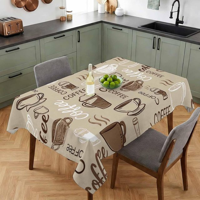 Wasserdichte Tischdecke von Beau Maison im Retro-Stil, quadratisch, Beige, B/B: 140 x 140 cm - Bild 1