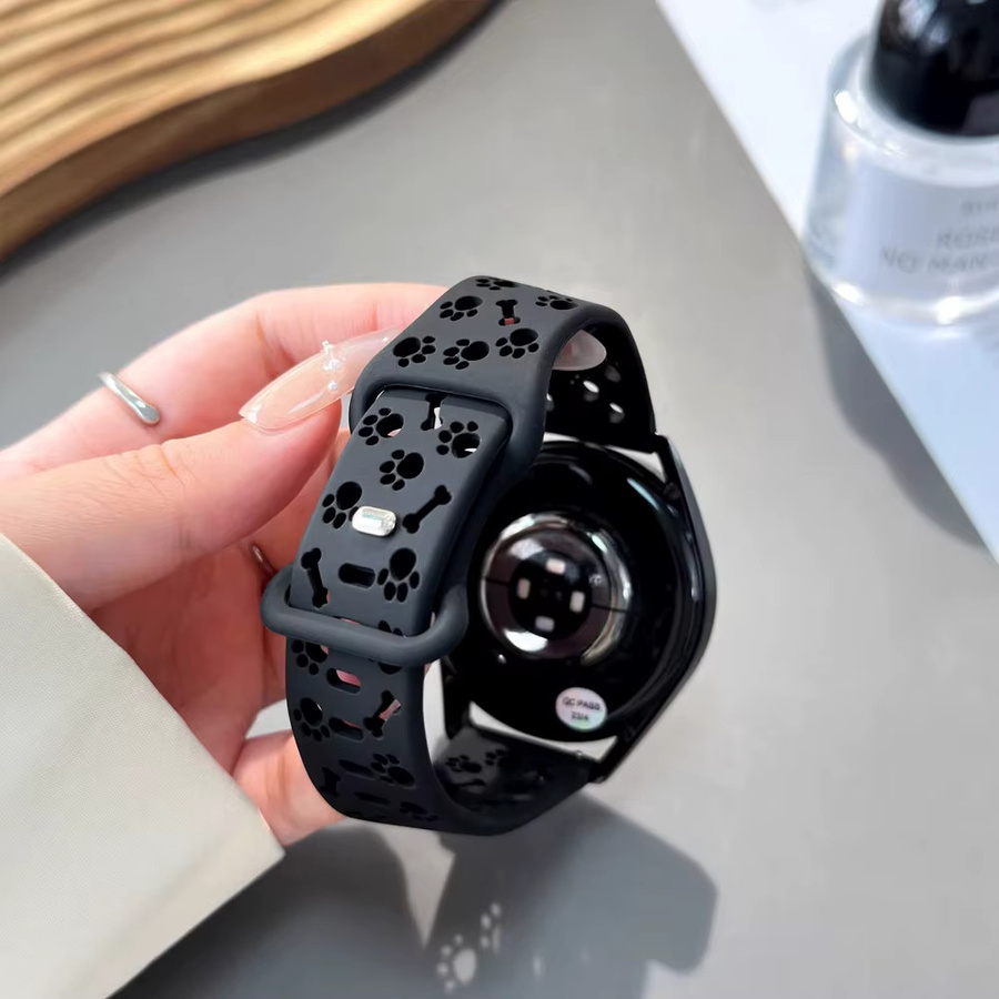 LCAPLE Uhrenarmband Silikon, Hundepfoten-Design, Schwarz - Bild 2