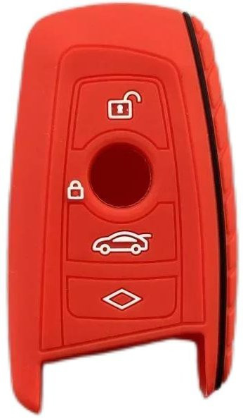 Silikon Schlüsselanhänger Hülle für BMW 1 3 5 Serie, X3, X4, F10, F20, F30, G20, G30 in Rot (4 Tasten) - Bild 1