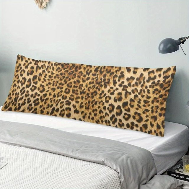 HEARMNY Körperkissen mit Leopardenmuster in Braun, weiches Dekokissen aus Polyester mit Reißverschluss, B/H: 40 x 70 cm - Bild 1