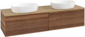 V&B Waschtischunterschrank Antao mit Frontstruktur und Beleuchtung in Warm Walnut, B: 160 cm, T: 50 cm - Bild 1