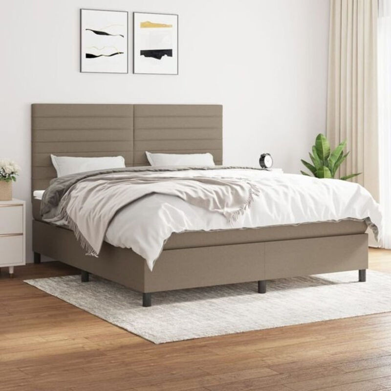 Vidaxl Boxspringbett mit Matratze in Taupe meliert aus Stoff, B/T: 160 x 200 cm - Bild 1