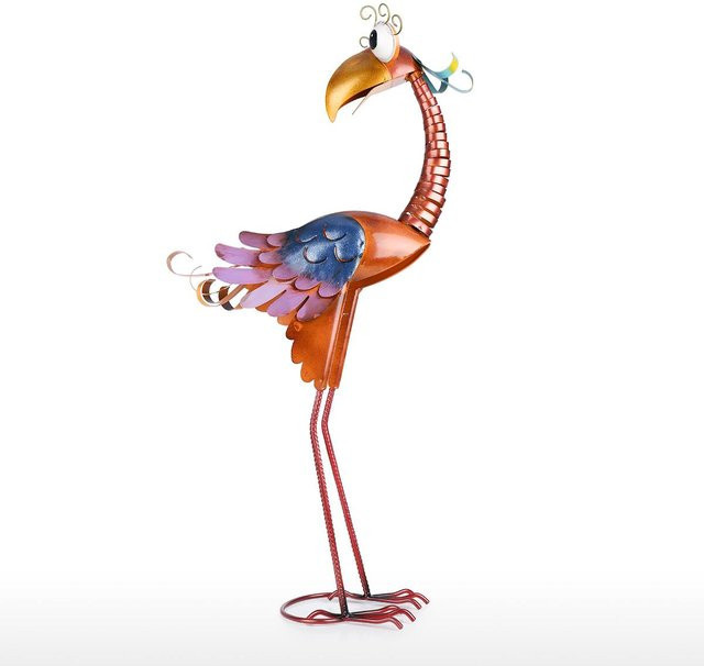 Tooarts Cartoon-Tukan-Skulptur aus Eisen, stehendes Tierornament in Rot und Multicolour, Höhe: 79,25 cm - Bild 1