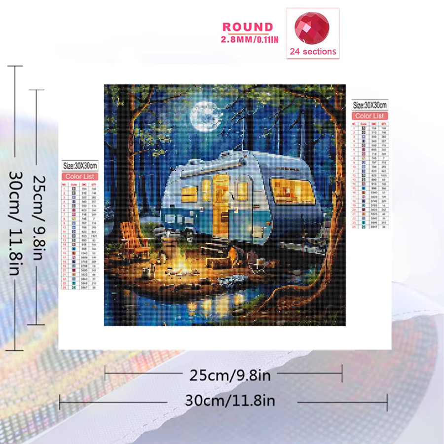 Evershine 5D-Diamantgemälde Wohnmobil Landschaft als Diamantmosaik zum Selbermachen, Mehrfarbig, B/H: 20 x 20 cm - Bild 2