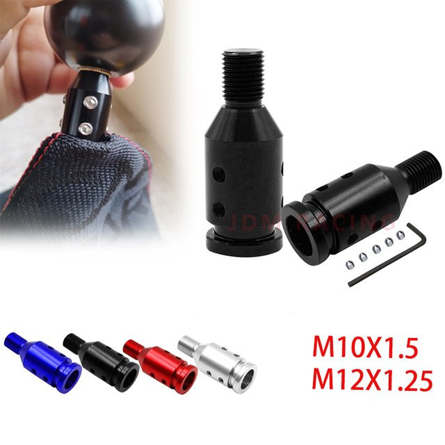 JDM RACING Universeller Auto-Schaltknauf-Adapter aus Aluminium-Legierung in Schwarz für Nicht-Gewinde-Schalthebel M12x1.25 M10x1.5 - Bild 1