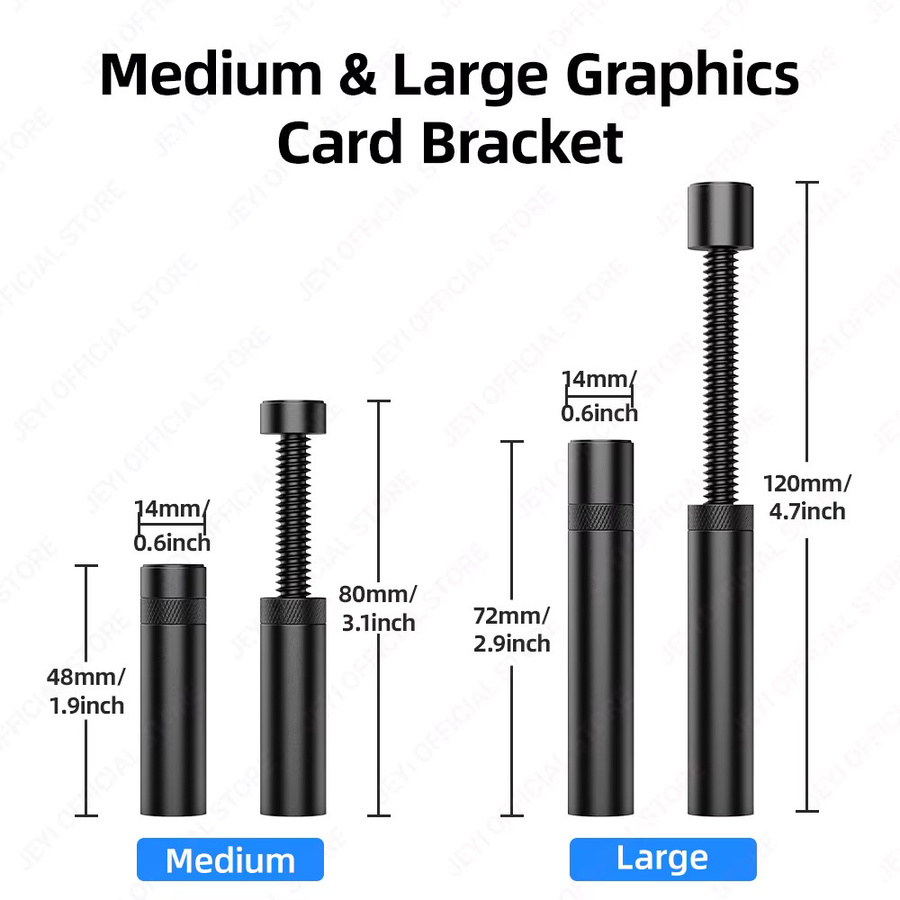 JEYI GPU-Anti-Sag-Halterung zur Unterstützung deiner Grafikkarte für Desktop-PCs, universelle Gehäusemontage, Schwarz/Weiß/Silber - Bild 3