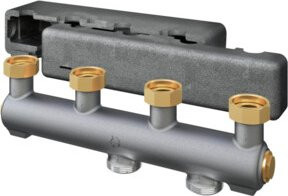 Oventrop Verteilerbalken DN 25 für 2 Heizkreise, vernickelt, Silber - Bild 1