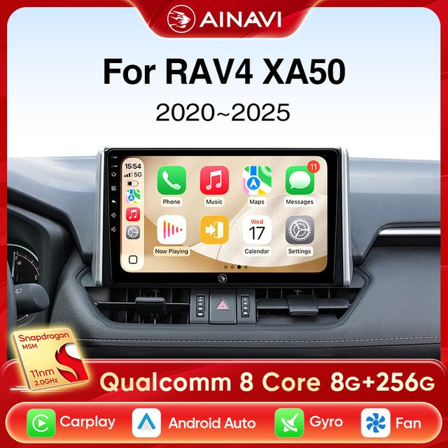 Ainavi Autoradio für Toyota RAV4 XA50 mit kabellosem Carplay, Android Auto, 4G, GPS und DSP in Schwarz - Bild 1