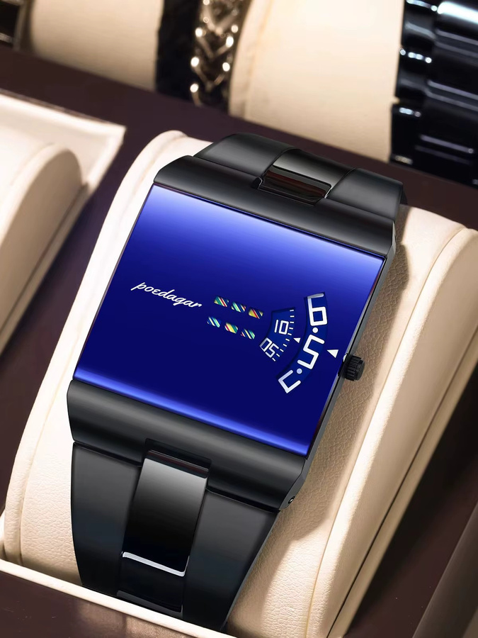 POEDAGAR Armbanduhr Quarz, Edelstahl, Blau, Herren - Bild 7