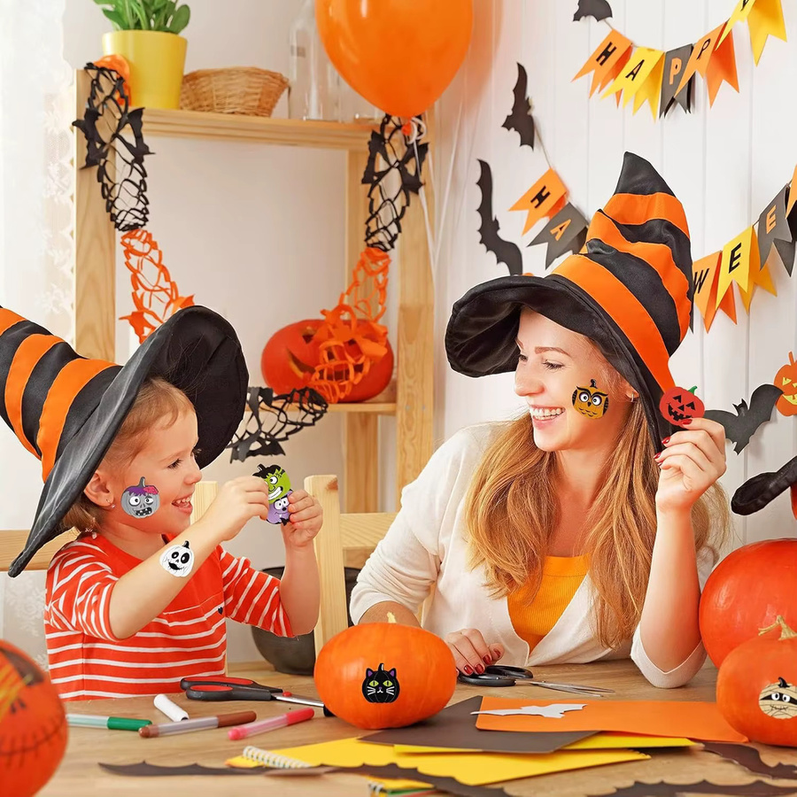 500 Stück TYFYO Halloween-Aufkleber mit 8 Kürbis-Designs, Mehrfarbig, Durchmesser: 3,048 cm - Bild 4