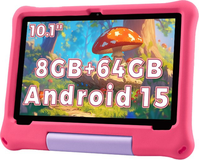 Paitanry Kinder-Tablet 10,1 Zoll in Pink mit Android 15, 64 GB Speicher, 8 GB RAM, Octa-Core-CPU, WiFi 6 und 5000 mAh Akku - Bild 1