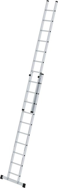 PROREGAL Sprossen-Schiebeleiter 2-Teilig aus Aluminium in Silber mit Standard-Traverse und Gummifüßen, 2 x 10 Sprossen - Bild 1