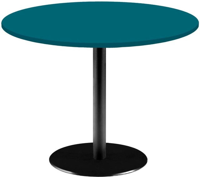 RestooTab Tisch Rome XL rund mit blauer Platte und schwarzem Gestell, Höhe: 75 cm, Durchmesser: 120 cm - Bild 1