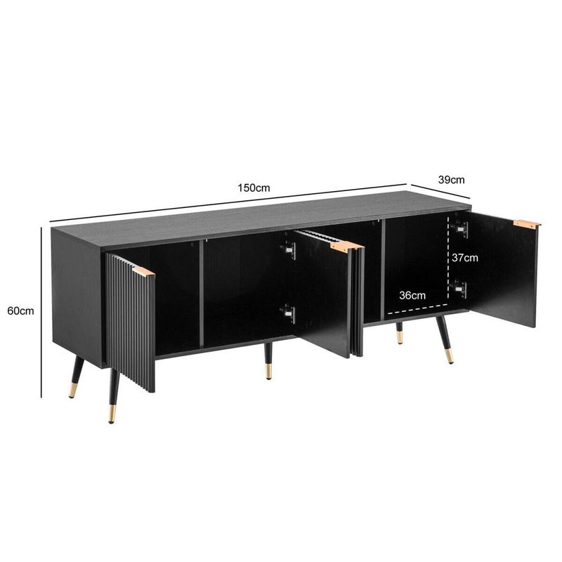 Modernes Lowboard in Schwarz und Gold aus Holz und Metall, B/H/T: 150 x 60 x 39 cm - Bild 5