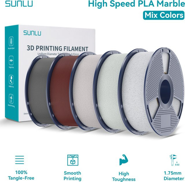 SUNLU PLA Marmor-Filament in Grün, 1,75 mm, 5 kg - Bild 1