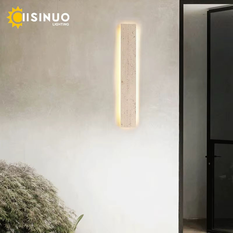 IISINUO LED Außenwandleuchte Naturstein Beige Warmweiß für Garten Veranda und Eingangsbereich - Bild 2