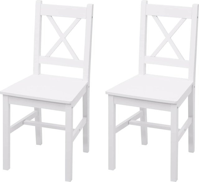 2er-Set MCW Esszimmerstühle F77 aus Kiefernholz in Landhaus-Optik, Farbe Weiß - Bild 1