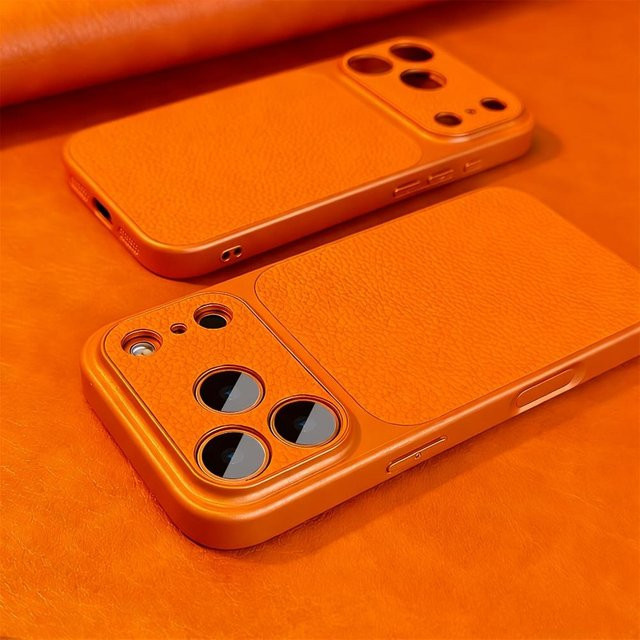YULIN-003 Business Handyhülle aus mattem Kunstleder für iPhone 11 bis iPhone 17 Pro Max in Orange - Bild 1