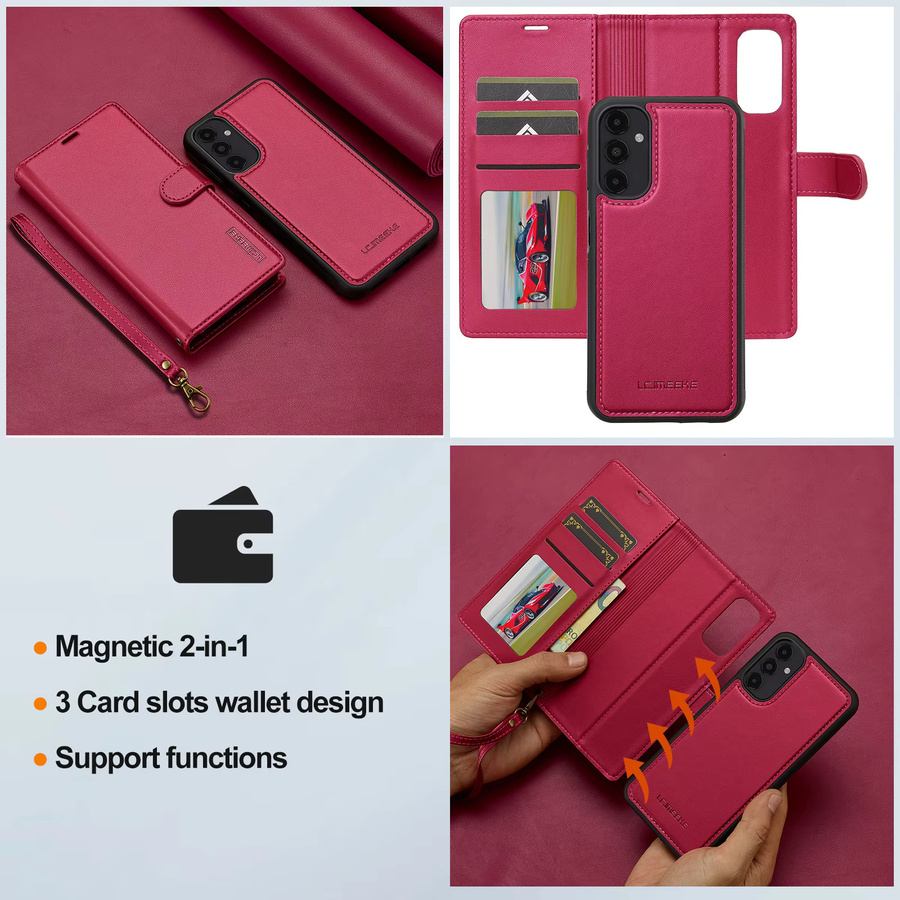 2 in 1 Flip MagSafe Magnetic Leather Wireless Charge Handyhülle für Samsung Galaxy A17 A56 A36 A16 A55 A54 A35 A34 A15 A14 in Purple - Bild 3