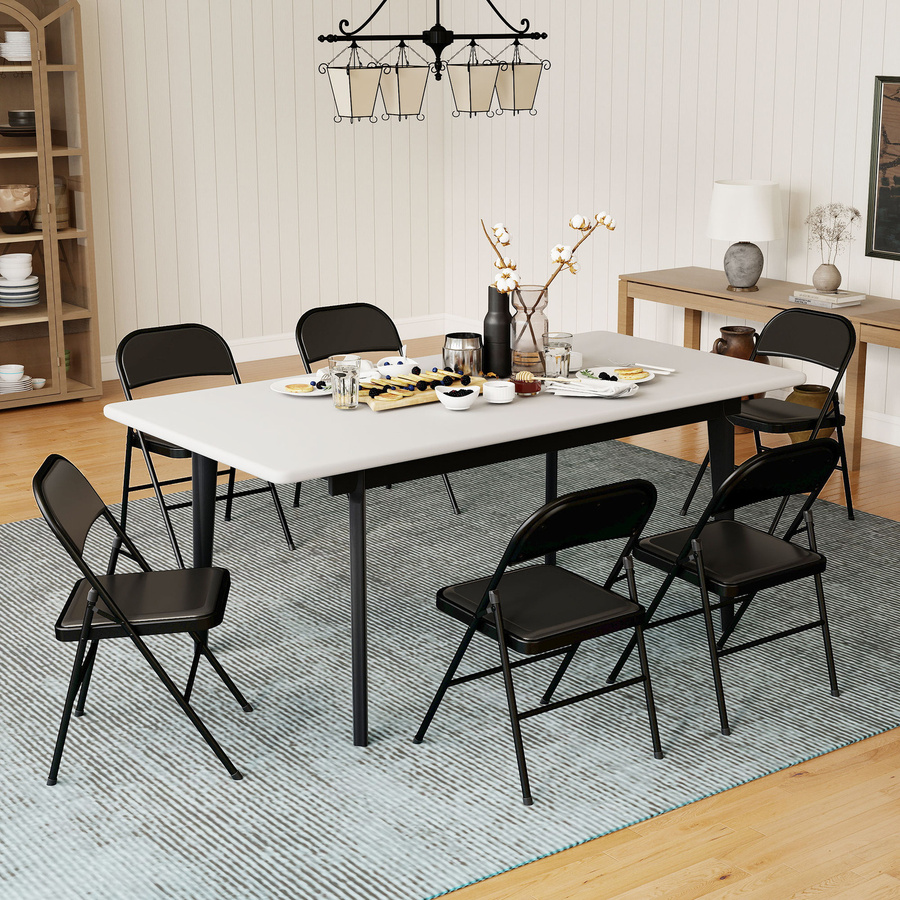 6er Set HOMCOM Klappstühle mit gepolsterter Rückenlehne in Schwarz für Büro, Küche und Camping - Bild 2