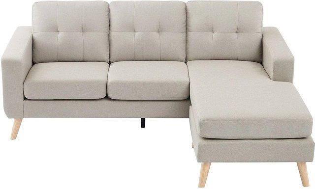 Vente-unique Sofa Bartolome in Beige, L-Form, Stoff, Breite: 198 cm - Bild 1