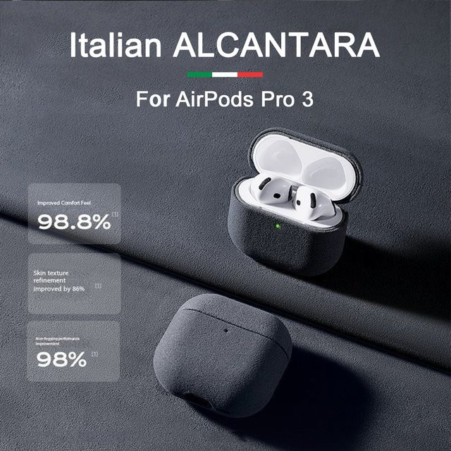 VEX Alcantara Ledertasche für AirPods Pro, luxuriöse Schutzhülle für Bluetooth-Headsets, grau - Bild 1