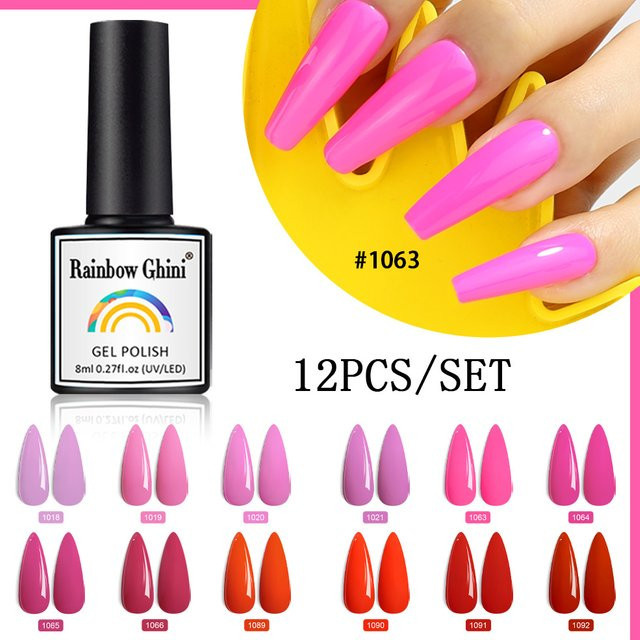Rainbow Ghini Nagellack Gel, 12er Set, Glänzend - Bild 1
