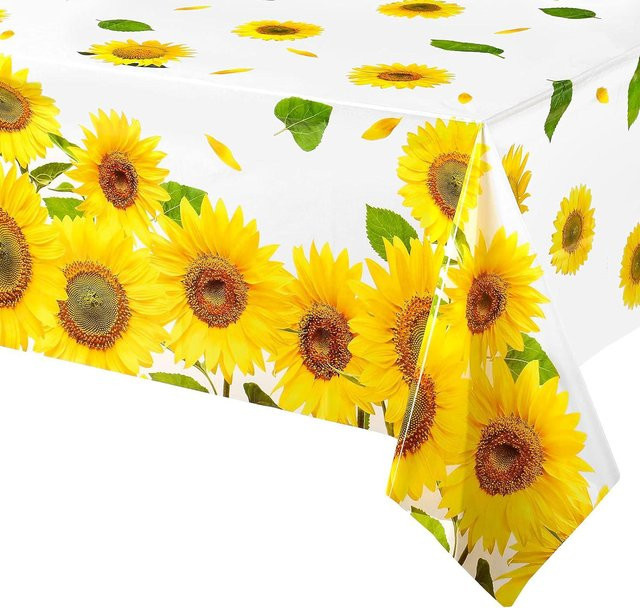 JMG Household Supplies Tischdecke mit Sonnenblumen-Blumenmuster in Weiß, B/B: 145 x 200 cm - Bild 1