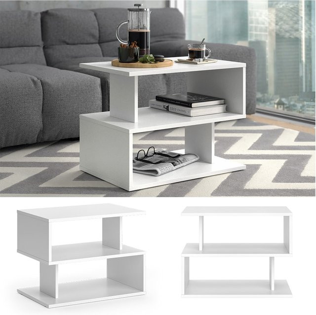 Vicco Couchtisch Shelby Weiß lackiert mit Ablagefach - Bild 1