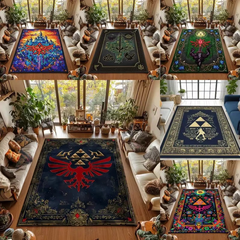 VIKAMA Gaming-Teppich Zelda Triforce Rutschfeste Matte für Spielzimmer und Kinderzimmer, Mehrfarbig, Rechteckig - Bild 1