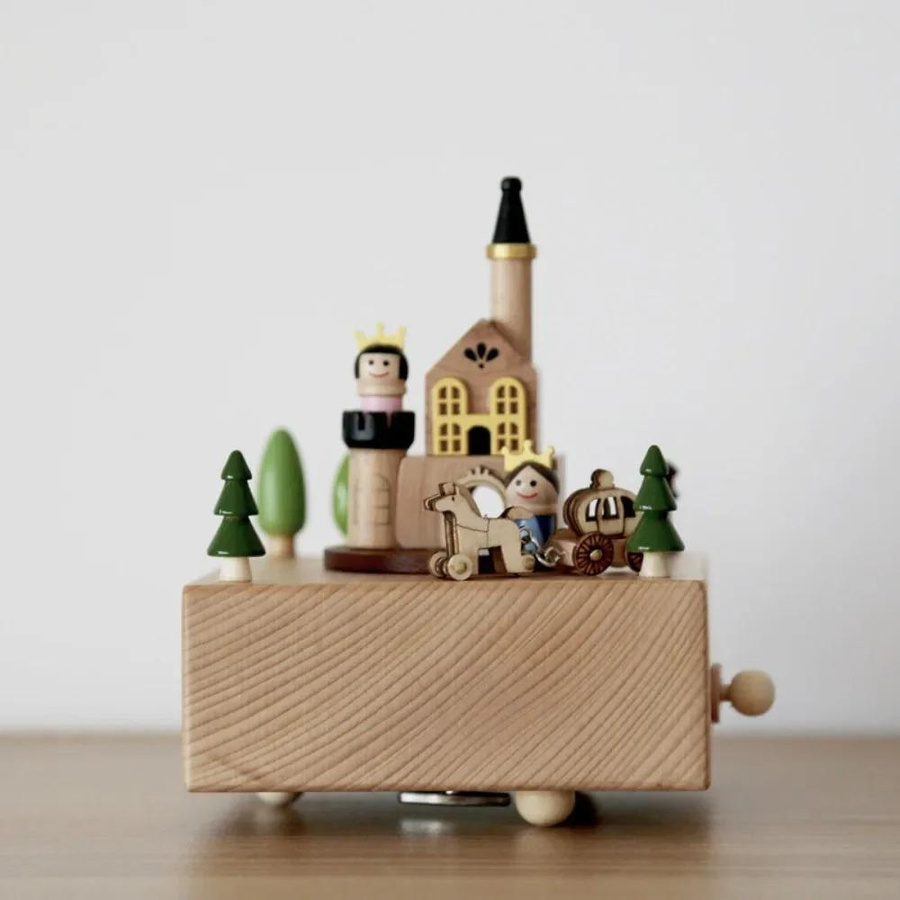 Yiran Furniture Spieluhr als Karussell mit Kaninchen aus Holz und Harz in Multicolor - Bild 1