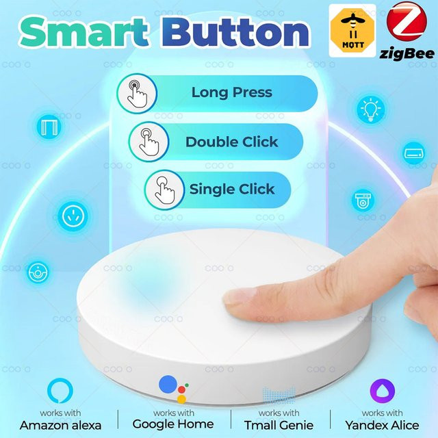 Coolo Zigbee Smart Button Szene Schalter in Weiß für Smart Home Sprachsteuerung und Home Assistant Z2M - Bild 1