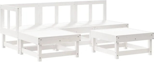 vidaXL 5-teiliges Garten-Lounge-Set aus massivem Kiefernholz in Weiß mit L-Form und rustikaler Optik - Bild 1