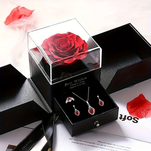 Schmuck-Set, Halskette, Ohrringe, Silber, Kristall - Bild 1