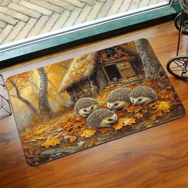 VIKAMA Igel Fußmatte aus Polyester, wasserdichte Bodenmatte mit Tiermotiv, B/T: 60 x 40 cm, Mehrfarbig - Bild 1