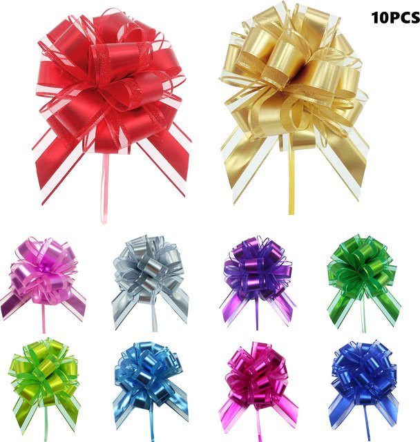10er Set bunte DIY Geschenk-Verpackungsschleifen aus Kunststoff, 6 Zoll, ideal für Weihnachten, Valentinstag, Geburtstage, Hochzeiten und Partys - Bild 1