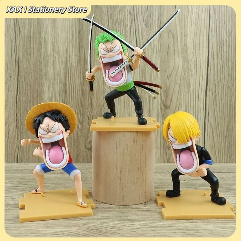 Bandai One Piece Q Version Anime Actionfiguren Ruffy Zoro Sanji Hungry Trio Mehrfarbig aus Kunststoff - Bild 1