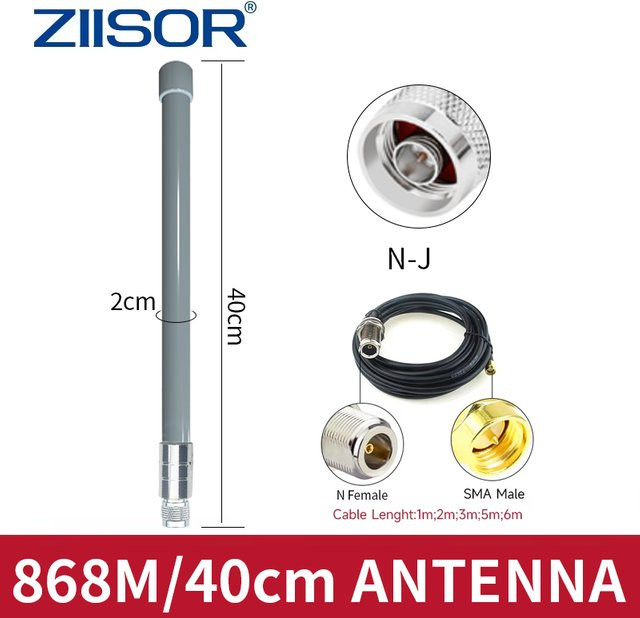 ZIISOR 868 MHz Antenne für Meshtastic mit SMA-Kabel und N-Stecker, wasserdichte LoRa LoRaWAN Gateway-Antenne - Bild 1