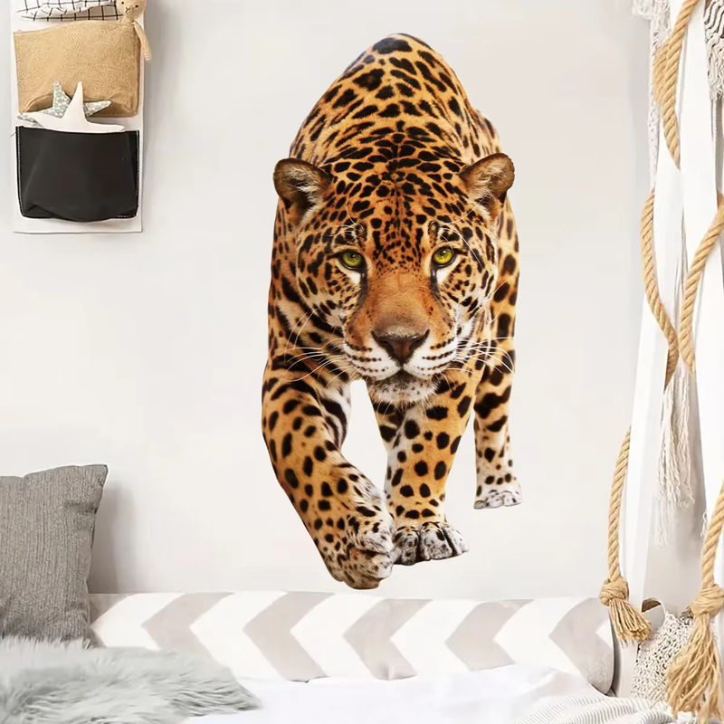 BRUP Aquarell Leopard Wandaufkleber Realistisches Tier Motiv in Braun und Mehrfarbig für Kinderzimmer und Wohnzimmer - Bild 4