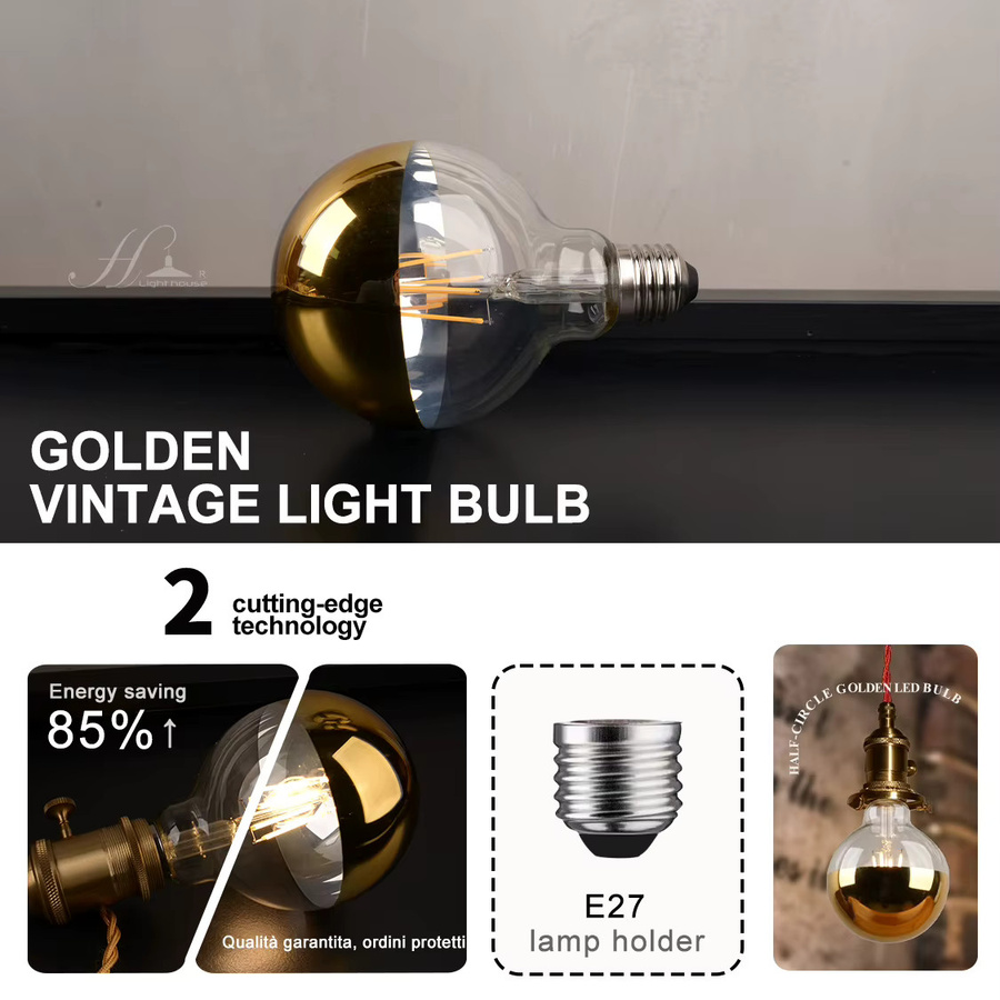 LIGHT HOUSE G95 LED-Glühfadenlampe E27 mit warmweißem Licht 2700K, 5W, Gold/Messing - Bild 4