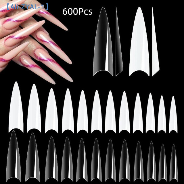 JETTING Stiletto Künstliche Fingernägel, Acryl-French-Nägel, 600 Stück, Glänzend - Bild 1