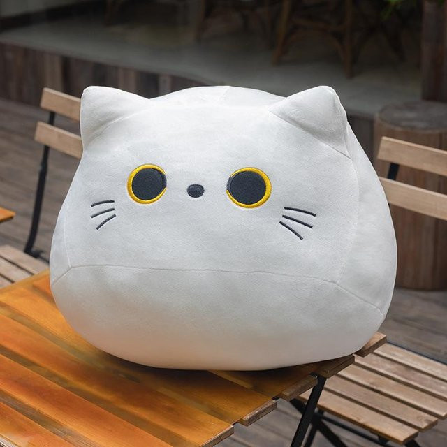 Kuschelkissen Plüschpuppe Süße Katze Stofftier, gelb/licht grau - Bild 1