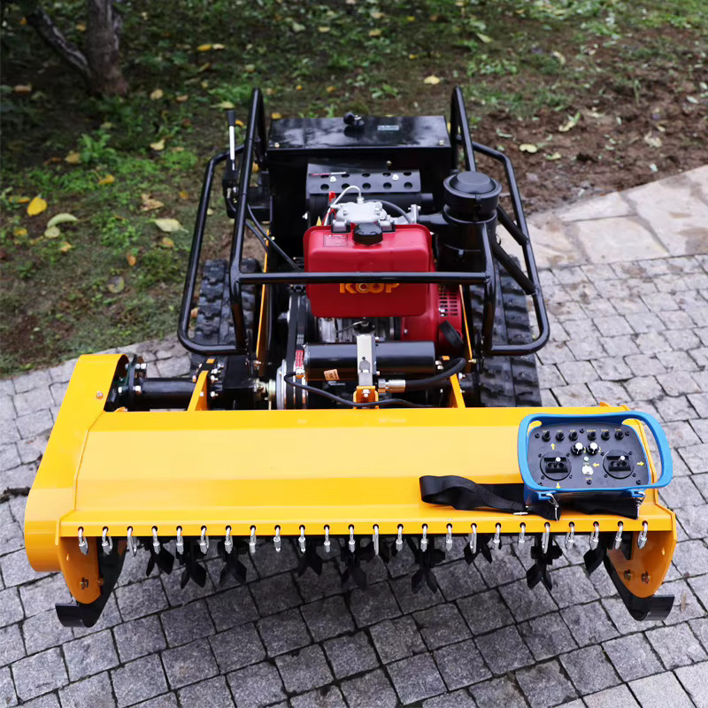 AIWEIYA Selbstfahrender All-Terrain-Rasenmäher mit Raupenantrieb und Fernbedienung in Gelb - Bild 2